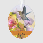 Kolibrie Paarse Sering Geel Roze Orchidee Ornament (voorkant)