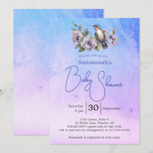 Kolibrie Pastel Waterverf Baby Shower Kaart