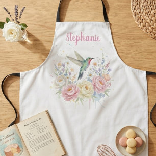 Kolibrie pastelkleur waterverf bloemmotief schort