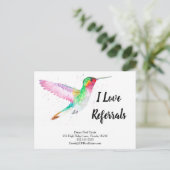 Kolibrie Referral Vastgoed Marketing Verkoop Briefkaart (Staand voorkant)