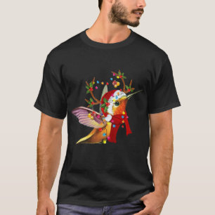Kolibrie Rendier Hoed Kerstman Kerstverlichting Xm T-shirt