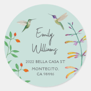 Kolibrie retouradres ronde sticker