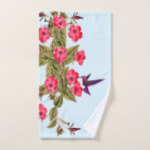 Kolibrie rode bloemen hemelsblauwe achtergrond bad handdoek (Handdoek)