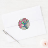 Kolibrie roze Coneflowers Waterverf Ronde Sticker (Envelop)