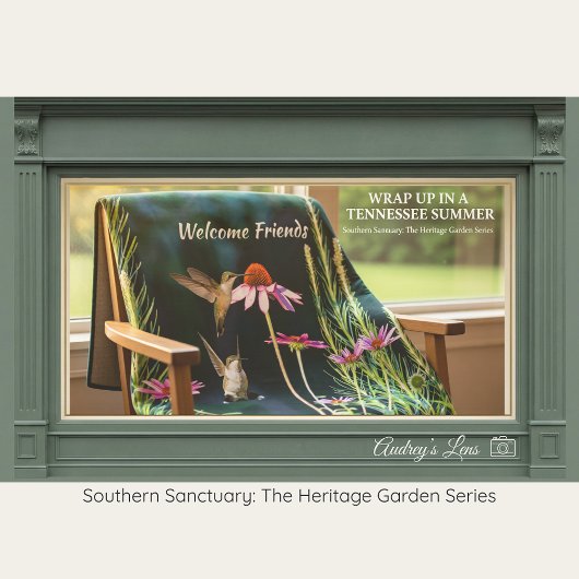 Kolibrie & Roze Echinacea Knuffeldekentje van Flee Fleece Deken