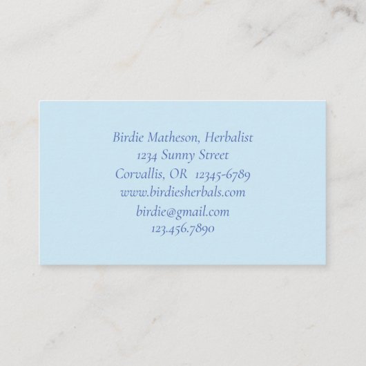 Kolibrie Roze Petunia Bloem Kruiden Visitekaartje (Achterkant)