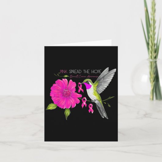 Kolibrie roze verspreidde de hoop borstkanker AW Kaart (Voorkant)
