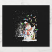 Kolibrie Sneeuwman Vrolijk Kerstfeest Sparkling Wijnetiket (Enkel label)