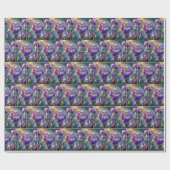 Kolibrie spetterend in een irisbloesem cadeaupapier (Vlak)