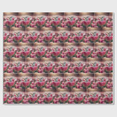 Kolibrie spetterend in een roze tulp cadeaupapier (Vlak)