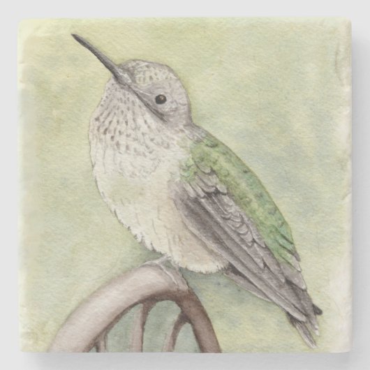 Kolibrie Stone Coaster Stenen Onderzetter (Voorkant)