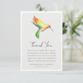 kolibrie sympathie begrafenis bedankkaart (Staand voorkant)