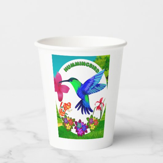 Kolibrie te midden van Natuur's Beauty, Serenade W Papieren Bekers (Voorkant)