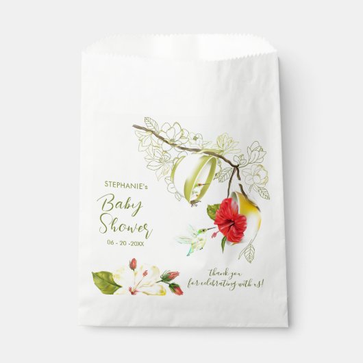 Kolibrie Tea Party Baby shower Bedankzakje (Voorkant)