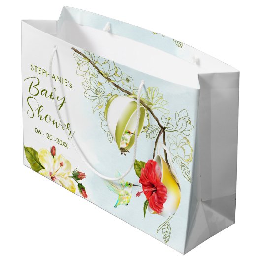 Kolibrie Tea Party Baby shower Groot Cadeauzakje (Achterkant Gekanteld)