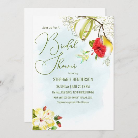 Kolibrie Tea Party Kaart (Voorkant / Achterkant)