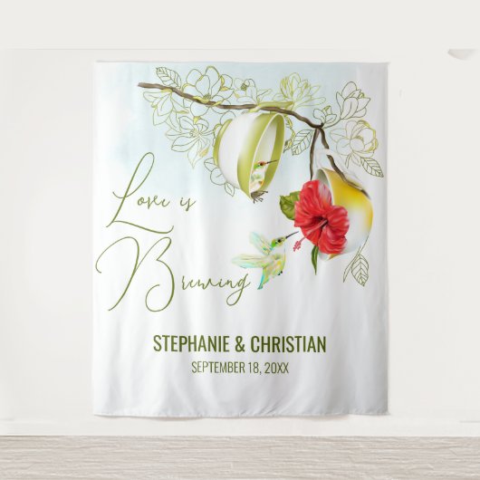 Kolibrie Theepartij Bruiloft Bridal Shower Achterg Wandkleed (Voorkant)