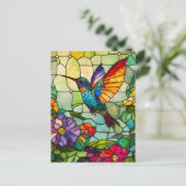 Kolibrie Tiffany-stijl venster Feestdagenkaart (Staand voorkant)