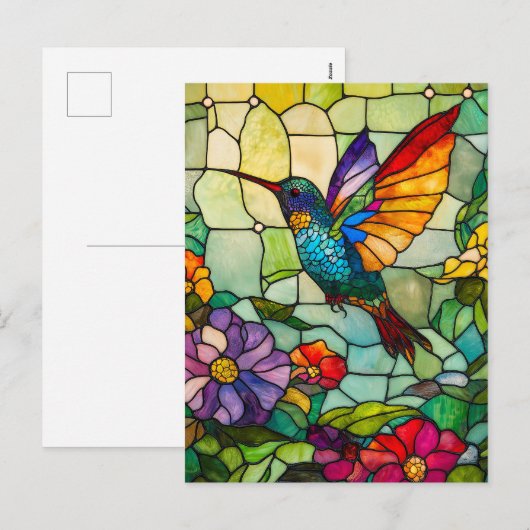 Kolibrie Tiffany-stijl venster Feestdagenkaart (Voorkant / Achterkant)