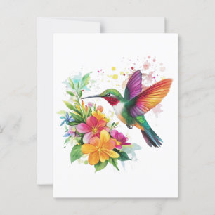 Kolibrie tropische bloemen briefkaart