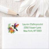 Kolibrie tropische bloemen etiket (Insitu)