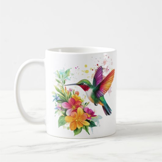 Kolibrie tropische bloemen koffiemok (Links)