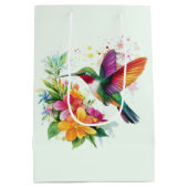 Kolibrie tropische bloemen medium cadeauzakje (Achterkant)