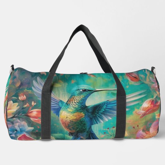 Kolibrie tropische bloemen plunjezak (Voorkant)