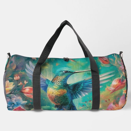 Kolibrie tropische bloemen plunjezak (Achterkant)