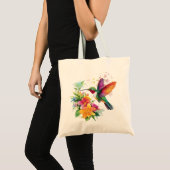 Kolibrie tropische bloemen tote bag (Voorkant (product))