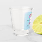 Kolibrie Tuin Monogram Blauwe Shot Glas (Links)