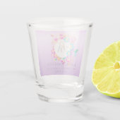 Kolibrie Tuin Monogram Paars Shot Glas (Achterkant)