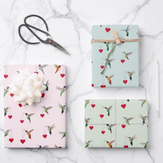 Kolibrie Valentijnsdag Inpakpapier Vel (Voorkant)