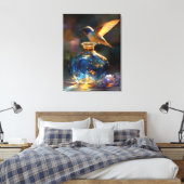 Kolibrie van het licht - Enchanted Blue Perfume Canvas Afdruk (Insitu (Slaapkamer))
