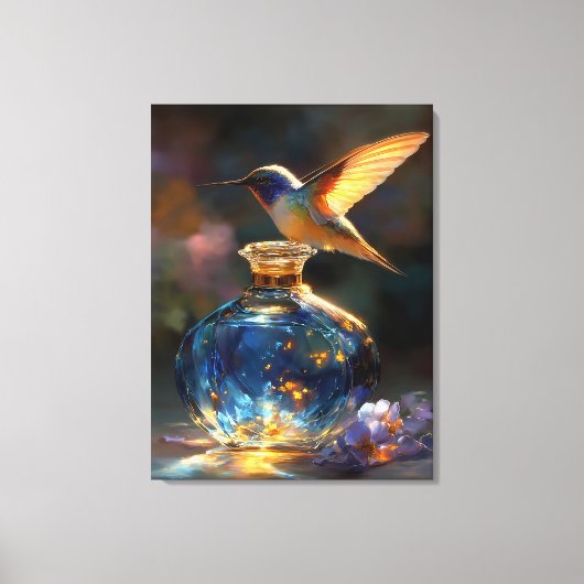 Kolibrie van het licht - Enchanted Blue Perfume Canvas Afdruk (Voorkant)