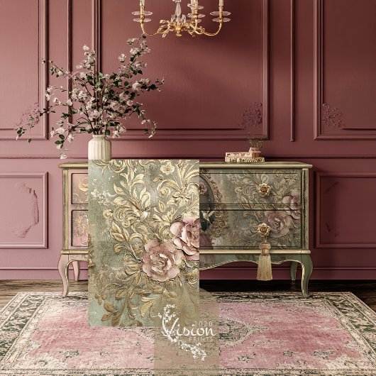 Kolibrie Vergulde Patina Geprägd Bloem effect  Tissuepapier