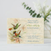 Kolibrie Vintage Bloem Bruiloft RSVP Antwoord (Staand voorkant)
