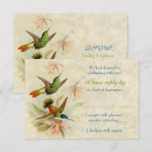 Kolibrie Vintage Bloem Bruiloft RSVP Antwoord (Voorkant / Achterkant)