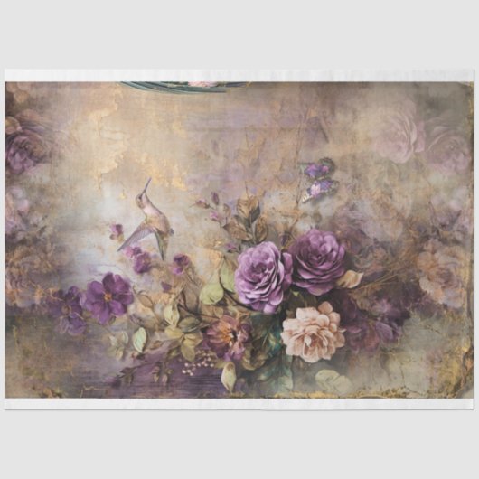 Kolibrie & Vintage, Shabby Chic Bloem Tissuepapier (Voorkant)