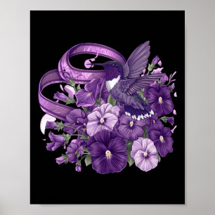 Kolibrie Viola Bloem Paarse Lint Heimerheime Poster