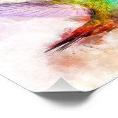 Kolibrie vliegen met bloem Waterverf - 03 Foto Afdruk (Hoek)