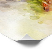 Kolibrie vliegen met bloem Waterverf - 04 Foto Afdruk (Hoek)