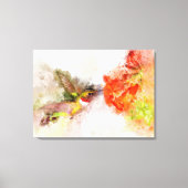 Kolibrie vliegen met bloem Waterverf - 05 Canvas Afdruk (Voorkant)