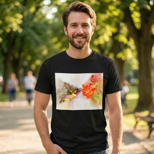 Kolibrie vliegen met bloem Waterverf - 05 T-shirt