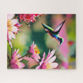 Kolibrie vliegen naar een bloemen Puzzel (Horizontaal)