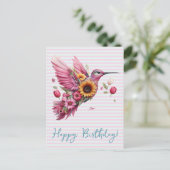 Kolibrie vliegend Gefeliciteerd verjaardag Briefkaart (Staand voorkant)