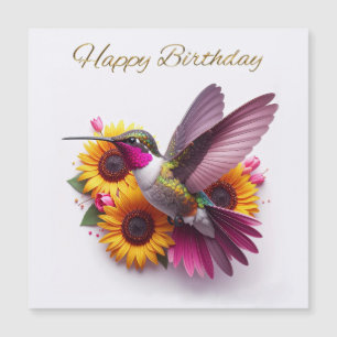 Kolibrie vliegend met bloemen Gefeliciteerd met je