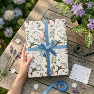 Kolibrie Vlinder Tuin Bloemen Botanisch Cadeaupapier