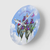 Kolibrie Vlinders Iris Bloemen Persoonlijk Ronde Klok (Hoek)