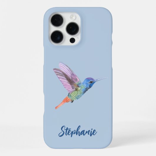 Kolibrie Vogel Blauw iPhone Hoesje (Achterkant)